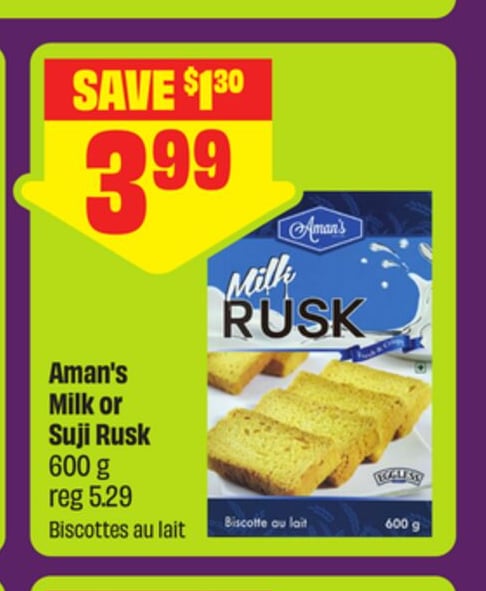 Aman's Milk or Suji Rusk 600 g