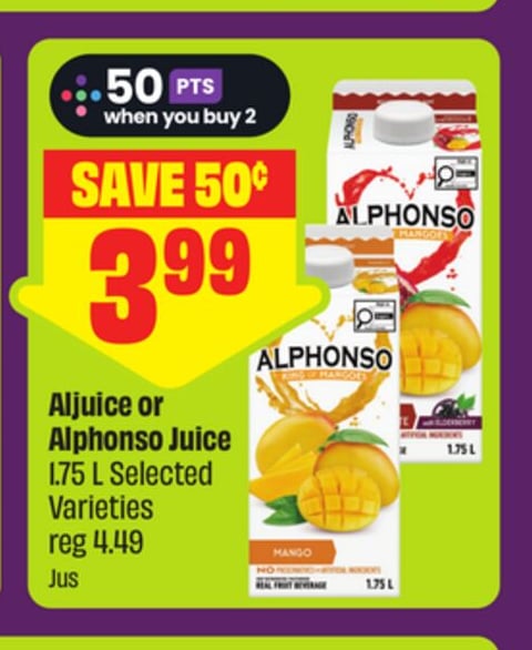 Aljuice or Alphonso Juice 1.75 L Selected Varieties
