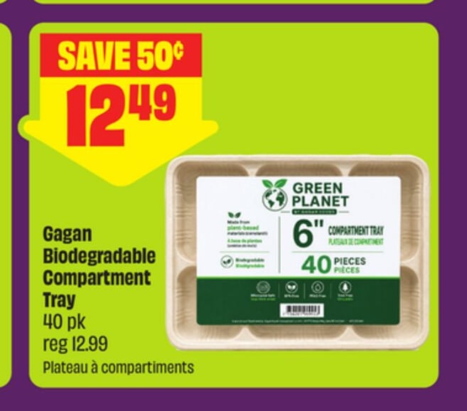 Gagan Biodegradable Compartment Tray 40 pk