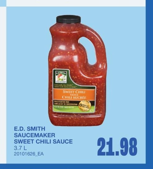 E.D. SMITH SAUCEMAKER SWEET CHILI SAUCE, 3.7 L