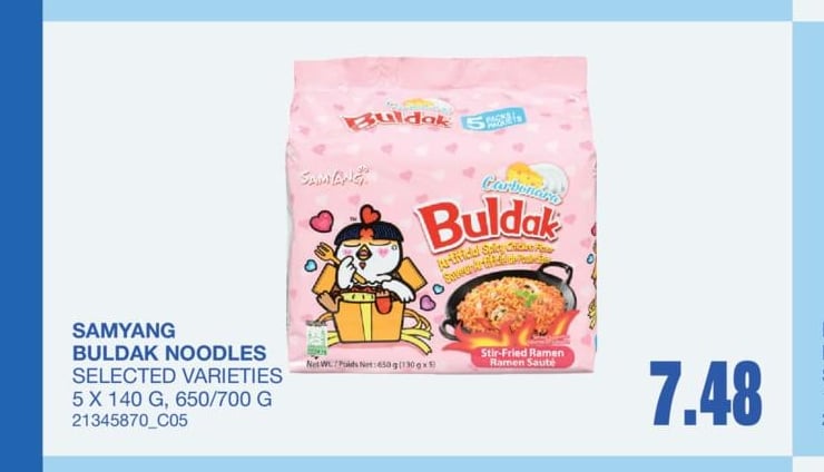 SAMYANG BULDAK NOODLES, 5 X 140 G, 650/700 G