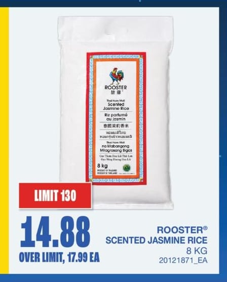 ROOSTER™ SCENTED JASMINE RICE, 8 KG