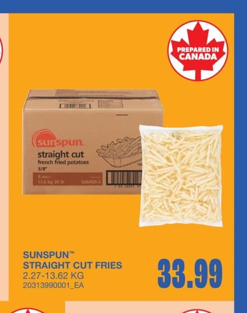 sunspun™ STRAIGHT CUT FRIES, 2.27-13.62 KG