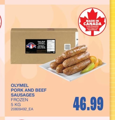 PORK AND BEEF SAUSAGES, 5 KG