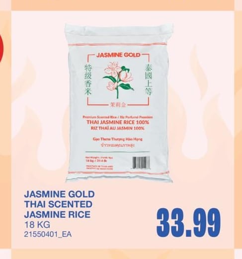 THAI SCENTED JASMINE RICE, 18 KG