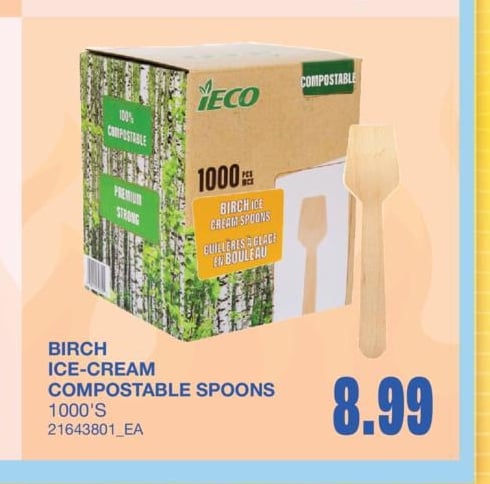 ICE-CREAM COMPOSTABLE SPOONS, 1000'S