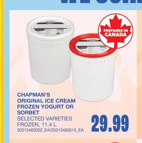 ORIGINAL ICE CREAM FROZEN YOGURT OR SORBET, 11.4 L