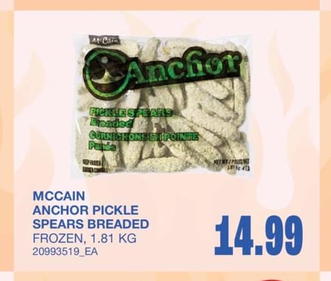 ANCHOR PICKLE SPEARS BREADED, 1.81 KG