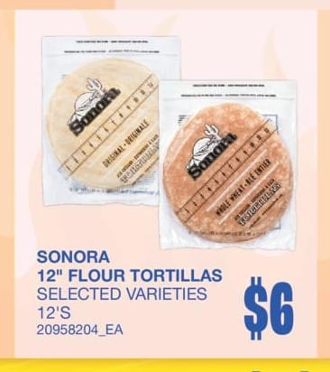 12" FLOUR TORTILLAS, 12'S