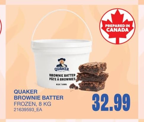 QUAKER BROWNIE BATTER, 8 KG