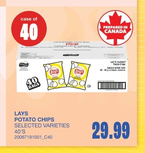 LAYS POTATO CHIPS, 40'S