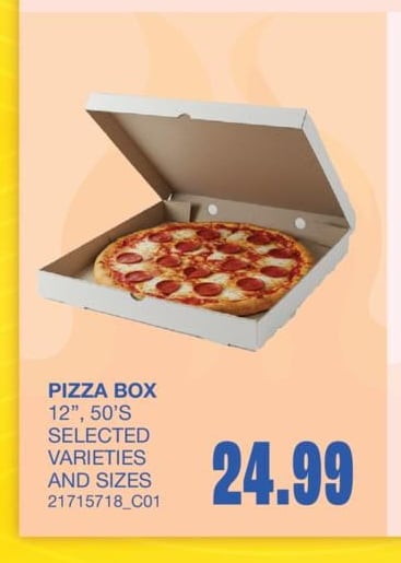 PIZZA BOX, 12", 50'S