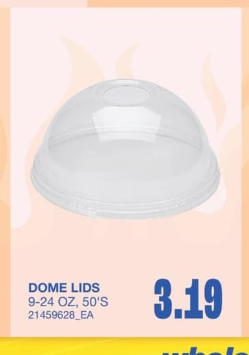 DOME LIDS, 9-24 OZ, 50'S