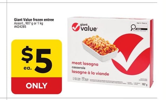 Giant Value frozen entree