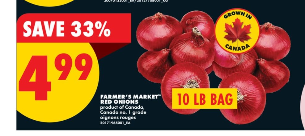 FARMER'S MARKET RED ONIONS, 10 LB BAG