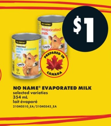 NO NAME® EVAPORATED MILK, 354 ML