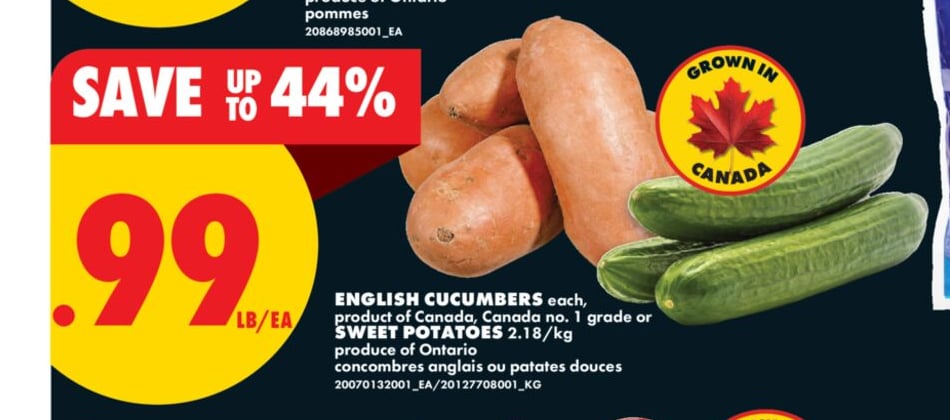 ENGLISH CUCUMBERS OR SWEET POTATOES