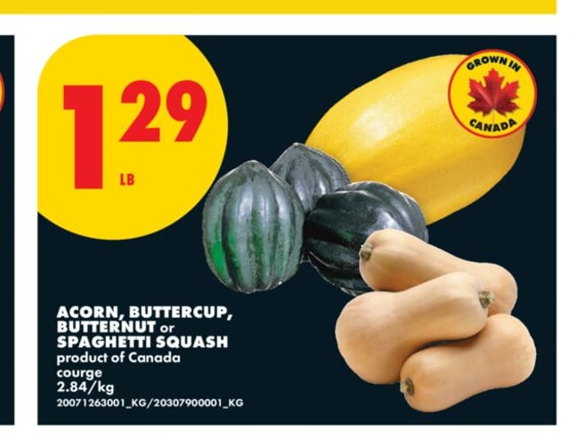ACORN, BUTTERCUP, BUTTERNUT OR SPAGHETTI SQUASH