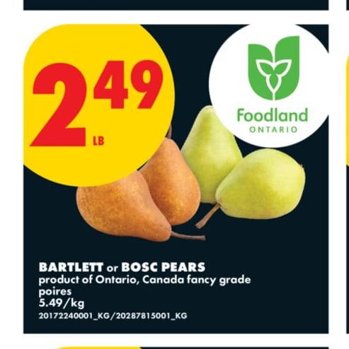 BARTLETT OR BOSC PEARS