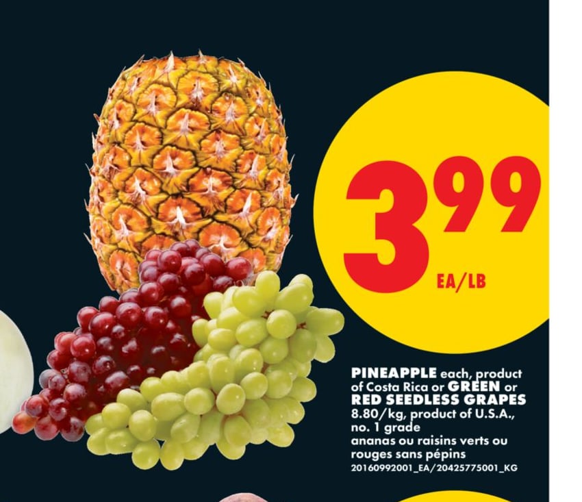 PINEAPPLE, GREEN OR RED SEEDLESS GRAPES