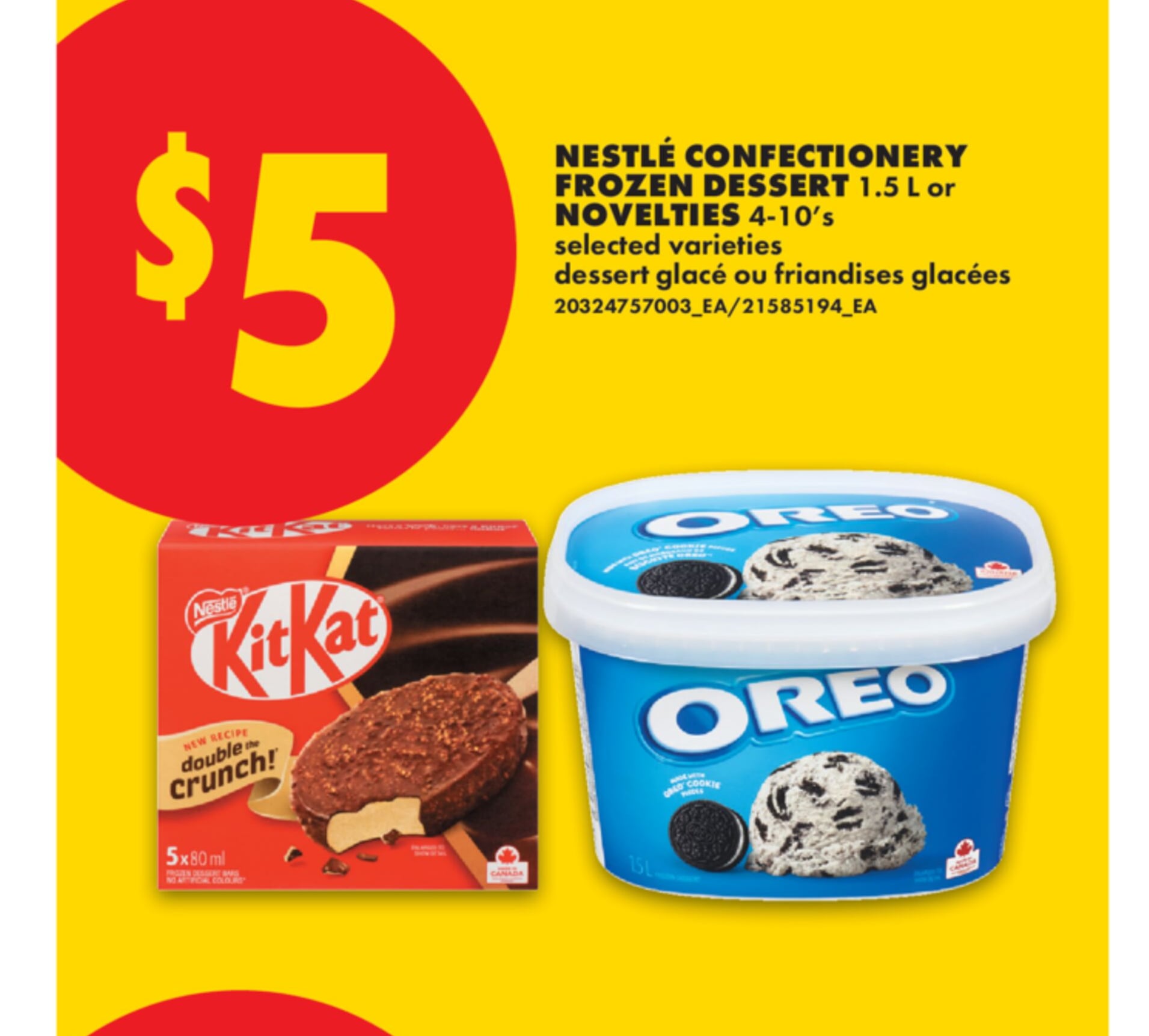 NESTLÉ CONFECTIONERY FROZEN DESSERT, 1.5 L NOVELTIES, 4-10's