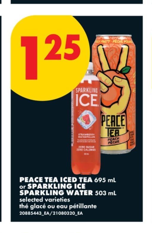PEACE TEA ICED TEA, 695 mL or SPARKLING ICE SPARKLING WATER, 503 mL