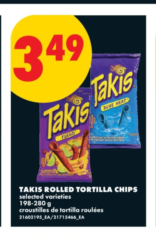 TAKIS ROLLED TORTILLA CHIPS, 198-280 G