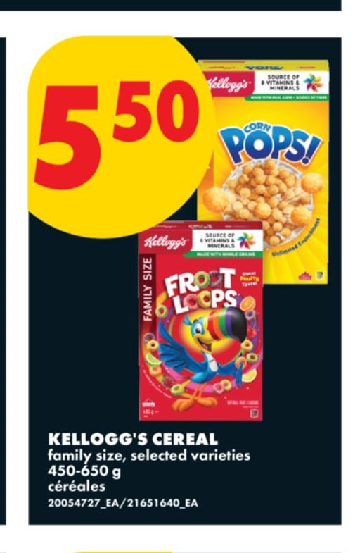 KELLOGG'S CEREAL, 450-650 g