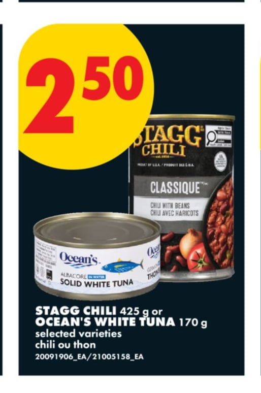 STAGG CHILI, 425 G OR OCEAN'S WHITE TUNA, 170 G