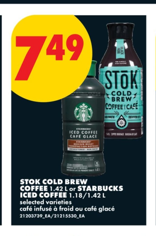STOK COLD BREW COFFEE, 1.42 L OR STARBUCKS ICED COFFEE, 1.18/1.42 L
