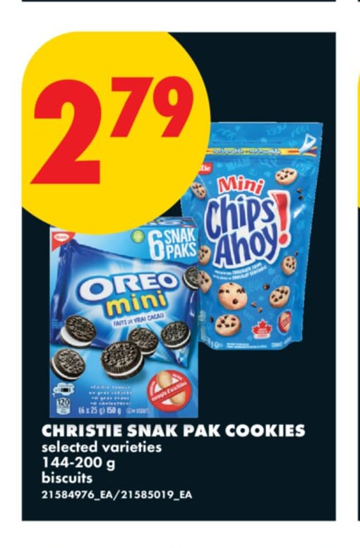 CHRISTIE SNAK PAK COOKIES, 144-200 G