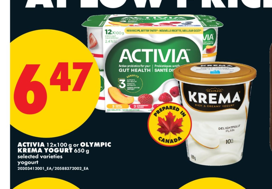 ACTIVIA 12 X 100 G OR OLYMPIC KREMA YOGURT 650 G