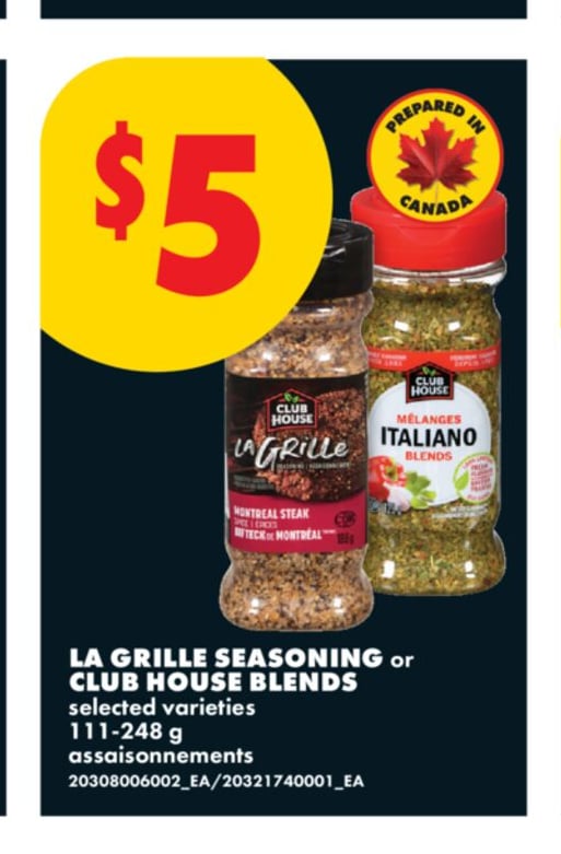 LA GRILLE SEASONING OR CLUB HOUSE BLENDS, 111-248 G
