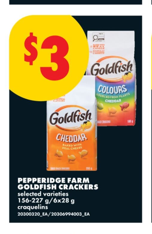 PEPPERIDGE FARM GOLDFISH CRACKERS, 156-227 G/6X28 G