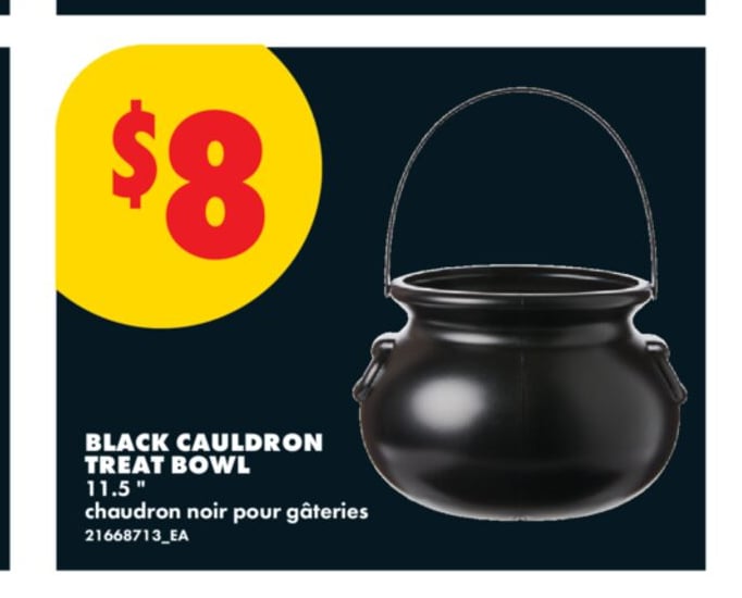 BLACK CAULDRON TREAT BOWL, 11.5 "
