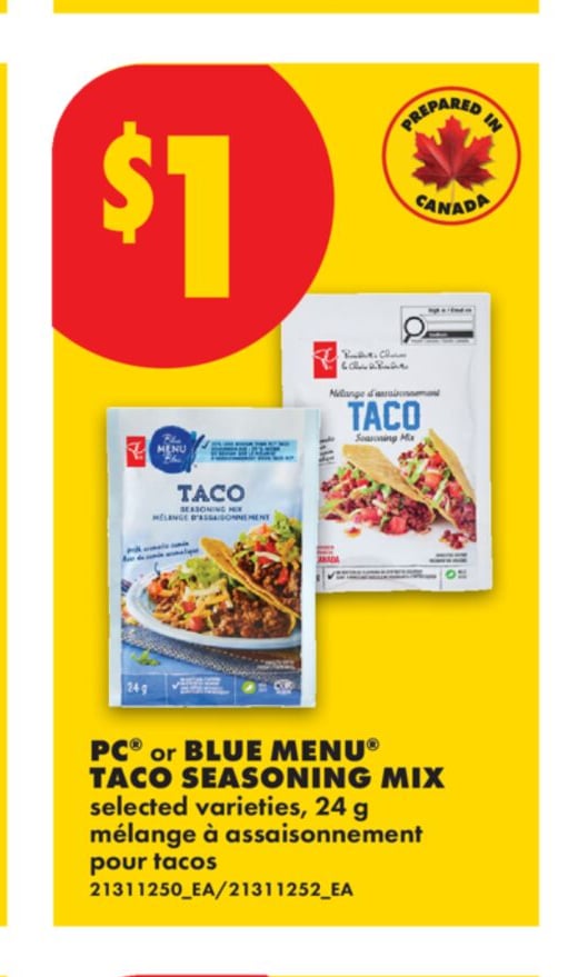 PC® OR BLUE MENU® TACO SEASONING MIX, 24 G