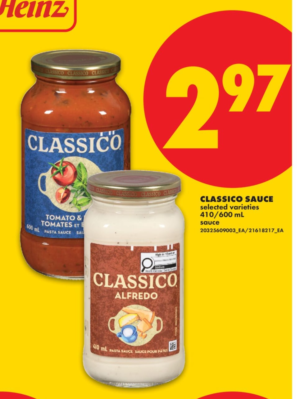 CLASSICO SAUCE, 410/600 ML