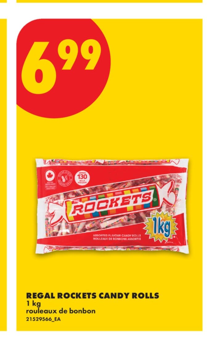 REGAL ROCKETS CANDY ROLLS, 1 KG