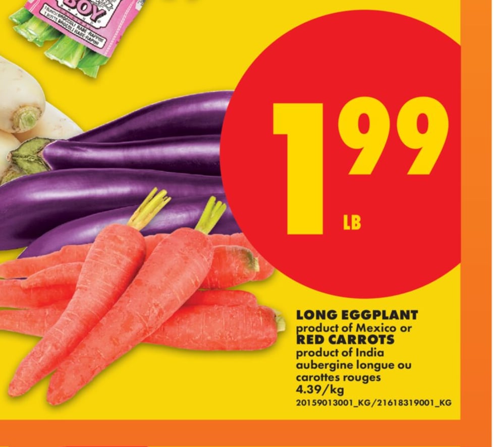 LONG EGGPLANT OR RED CARROTS