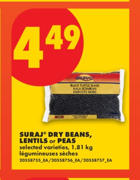 SURAJ® DRY BEANS, LENTILS OR PEAS, 1.81 KG