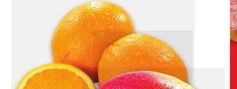 LARGE SEEDLESS NAVEL ORANGES, LARGE RED MANGOES
