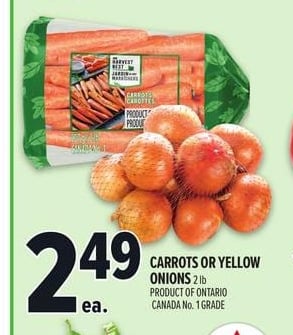 CARROTS OR YELLOW ONIONS
