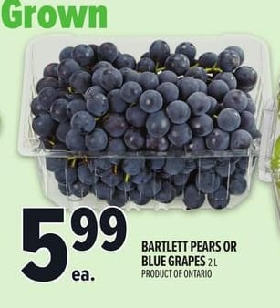 BARTLETT PEARS OR BLUE GRAPES