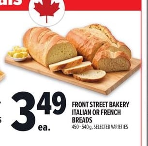 FRONT STREET BAKERY ITALIAN OR FRENCH BREADS