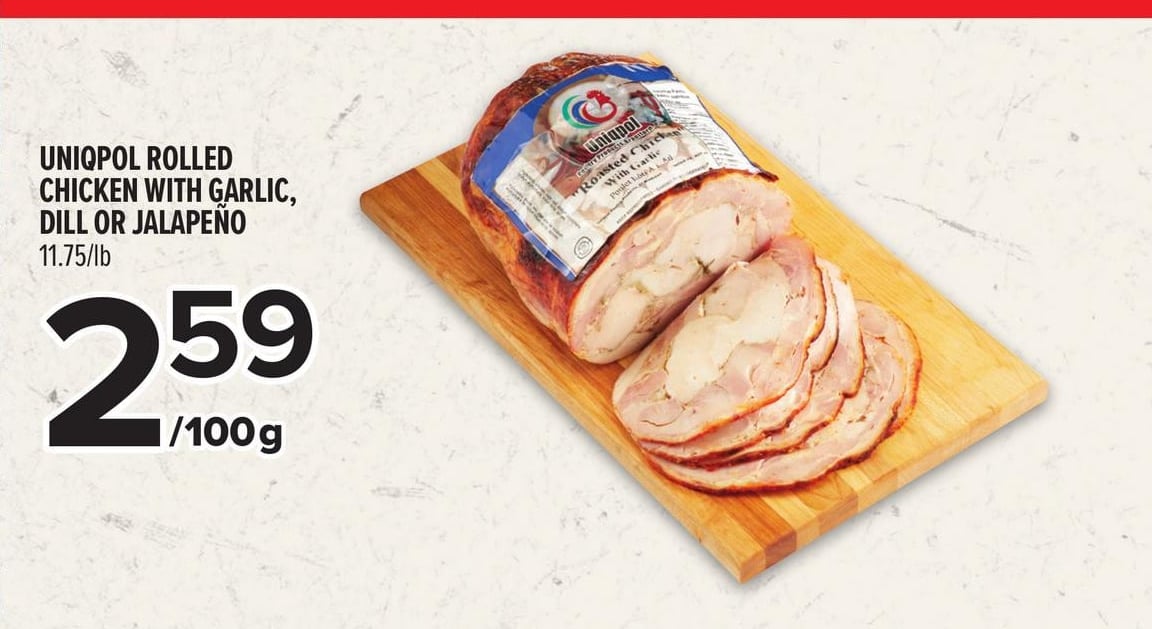 UNIQPOL ROLLED CHICKEN WITH GARLIC, DILL OR JALAPEÑO