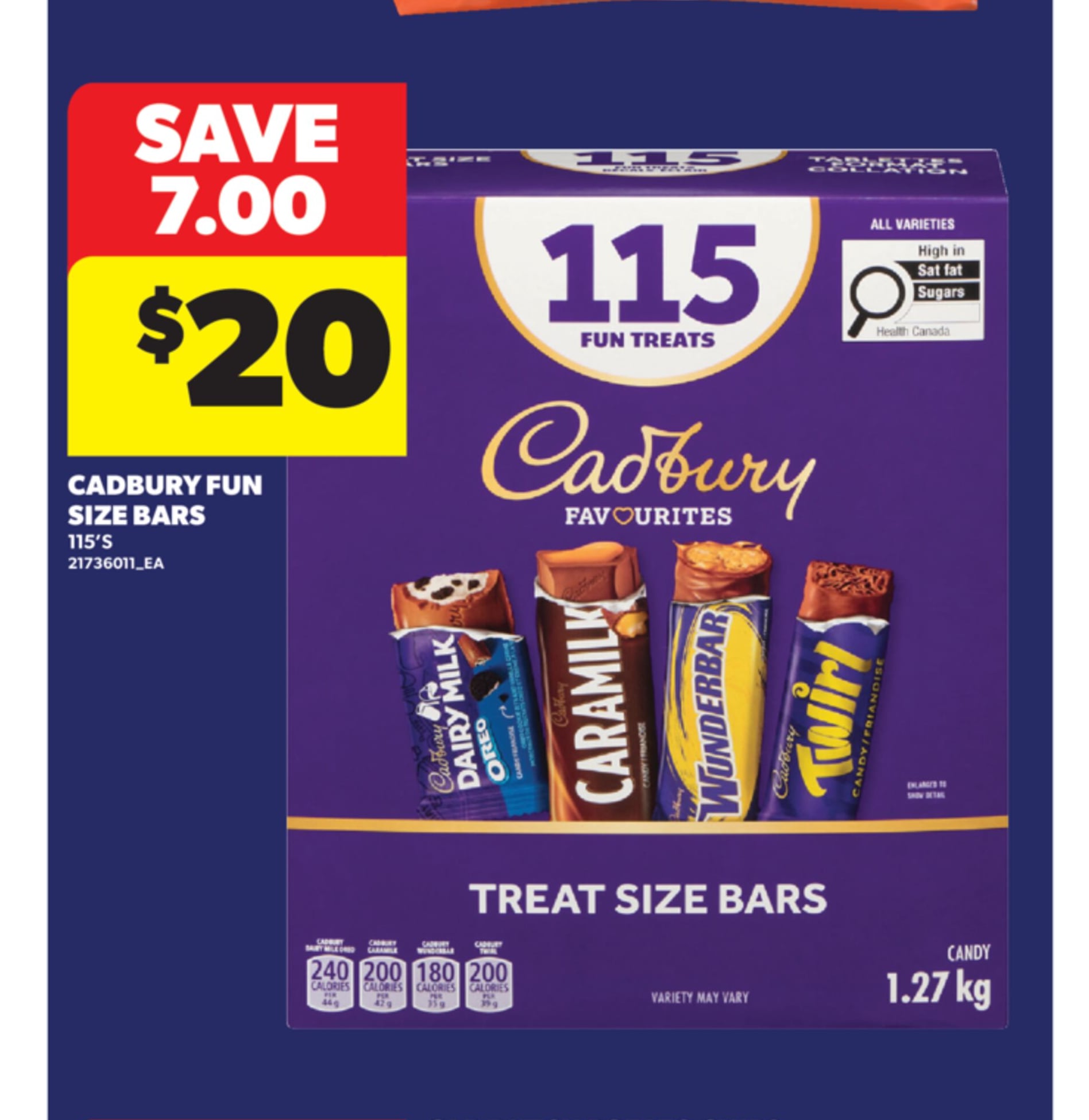 CADBURY FUN SIZE BARS, 115'S