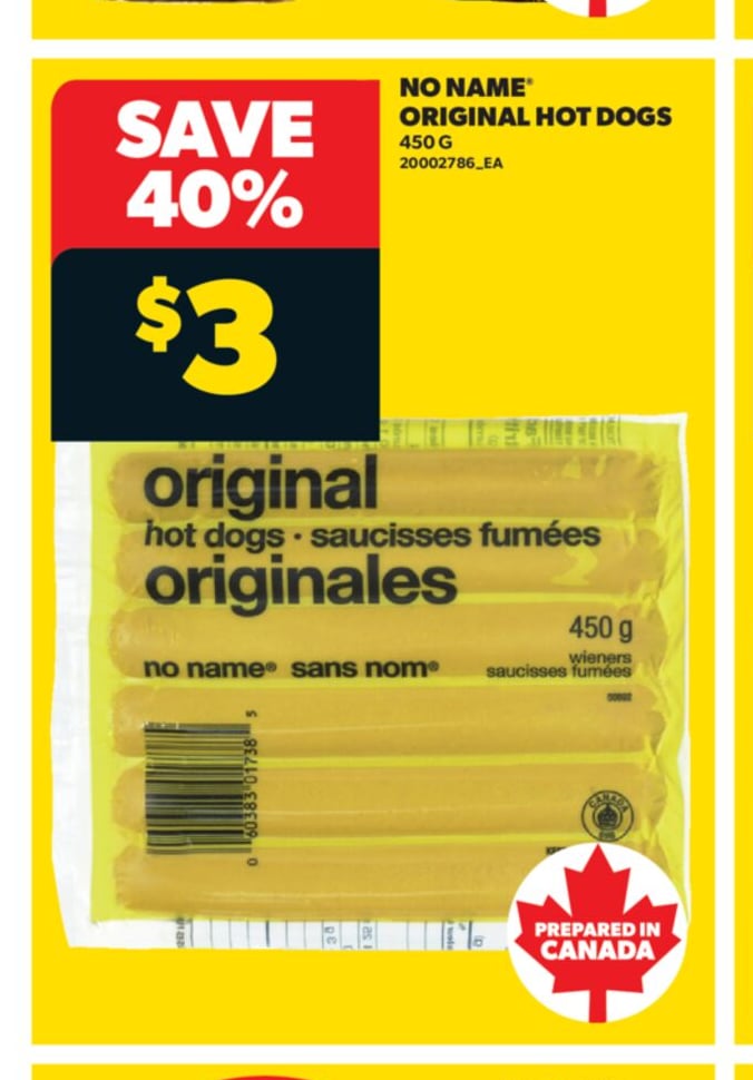 NO NAME® ORIGINAL HOT DOGS, 450 G