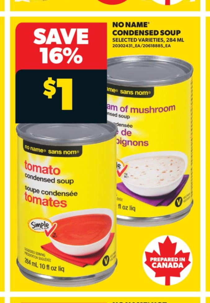 NO NAME® CONDENSED SOUP, 284 ML