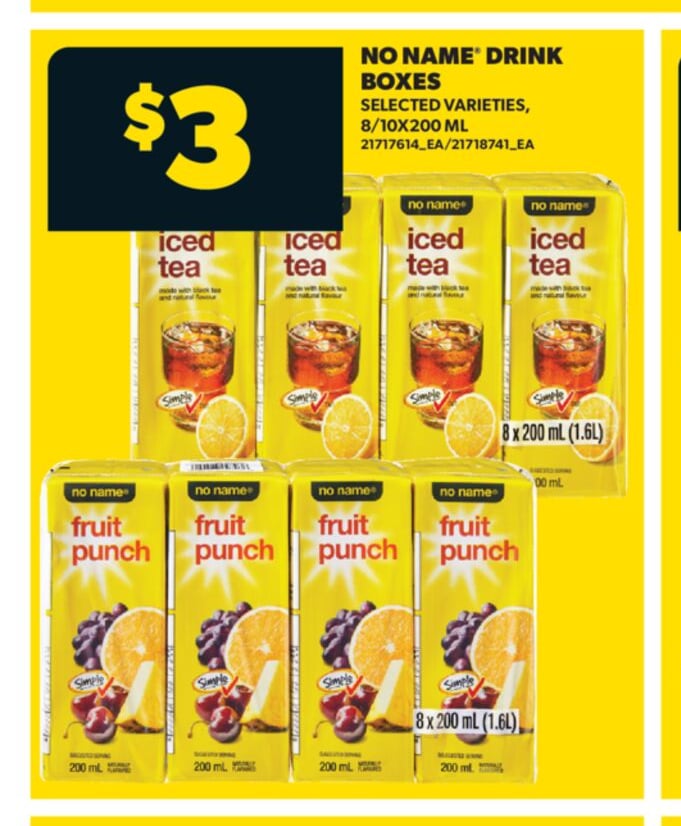 NO NAME® DRINK BOXES, 8/10X200 ML