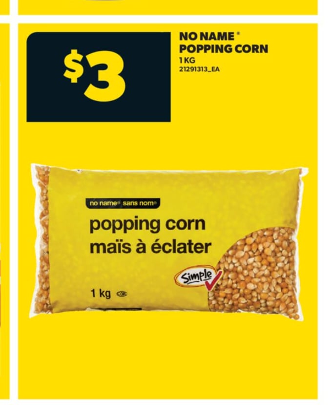 NO NAME® POPPING CORN, 1 KG